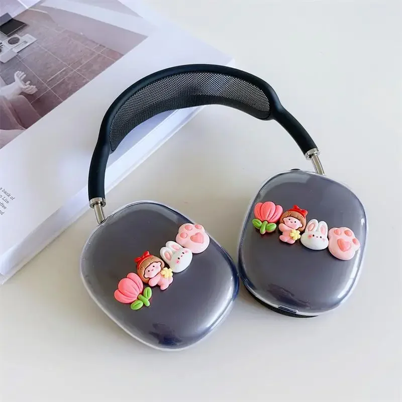 

Cartoon Cute Cat Oaw Flower Protective Cover For Airpods Max Earphone Case Clear Silicon For Apple Airpods Max Headphone Cover