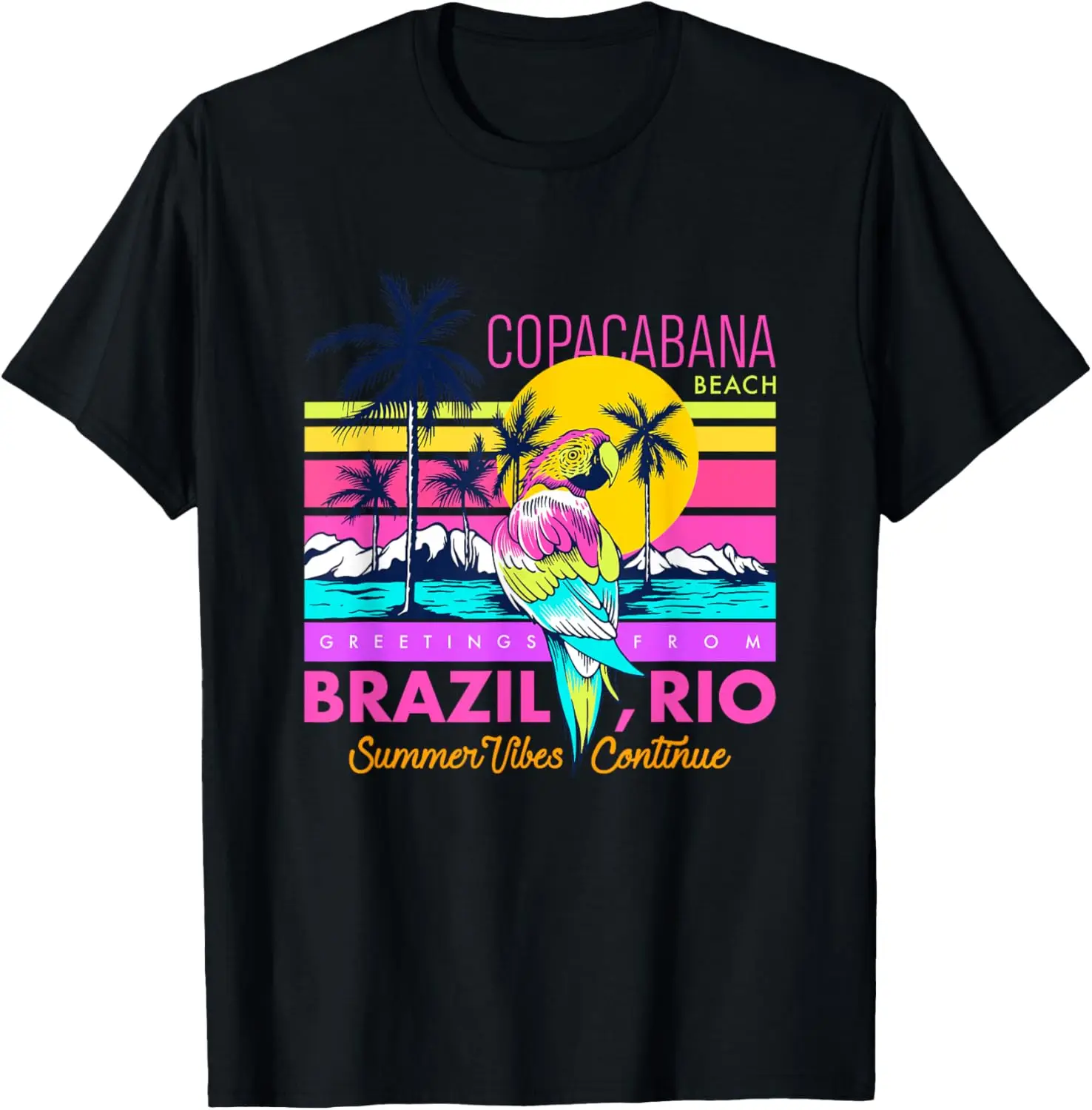 Cool Copacabana Beach Brazil Rio Summer Vibes Graphic Design T-Shirt