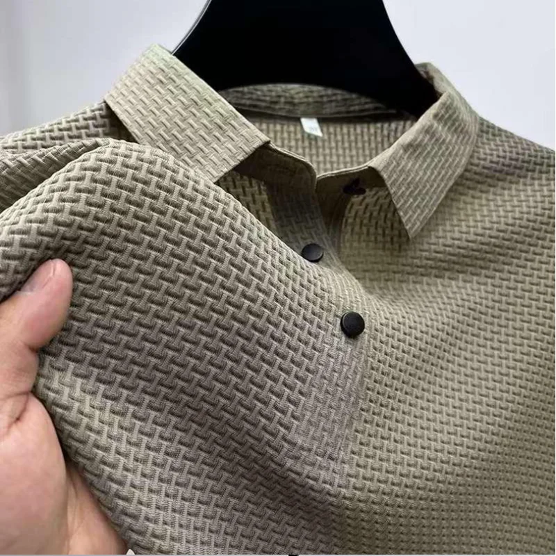 2024 Summer New Men's Short Sleeve T-shirt Cool and Breathable POLO Shirt Business Casual Sweat-absorbing Top