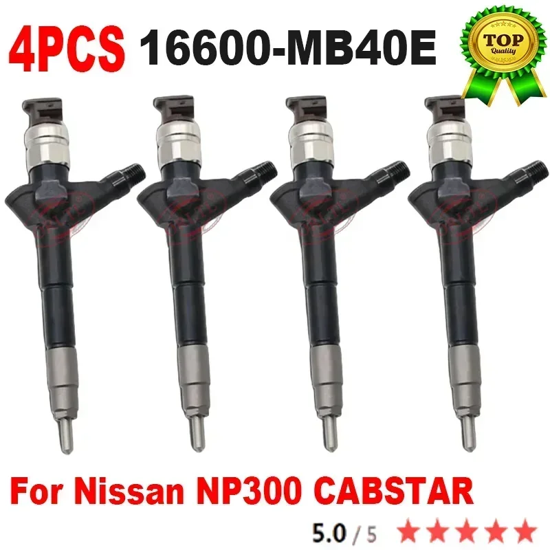 4 Inyectores de Motor Diésel 16600-MB40E, Boquilla 16600MB40E, Inyector de Alta Calidad para Nissan NP300 CABSTAR