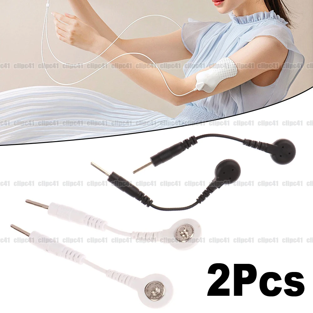2Pcs Plug 2.0mm Snap 3.5mm Male Connector Cable Electrode Lead Wire Connecting Cables Use for Tens/EMS Massage Machine Device