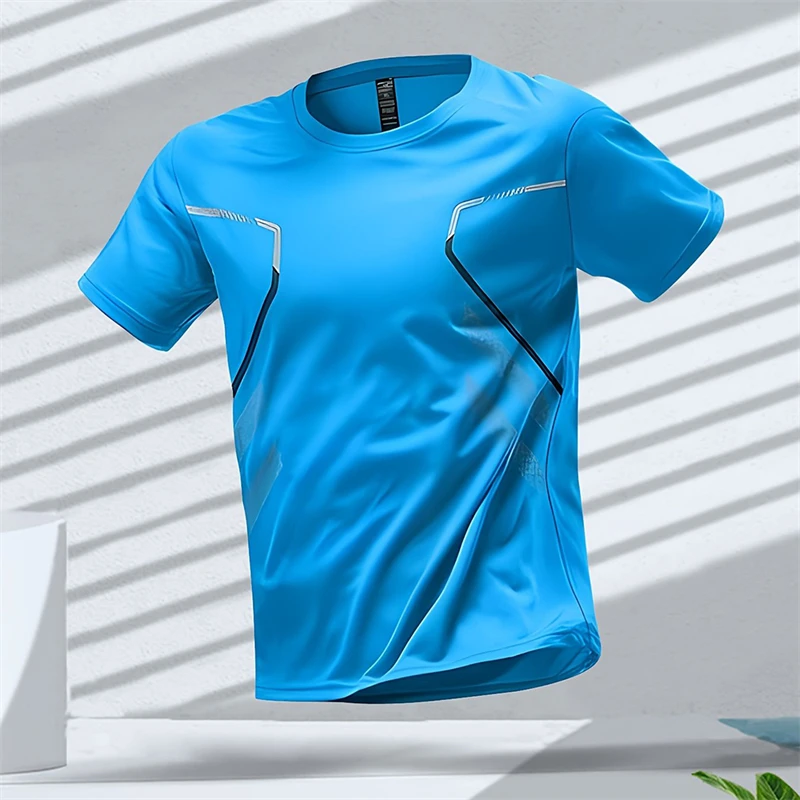 Men's T-shirts Sports Run T Shirts Outdoor Workout Quick-drying Breathable Short Sleeve Casual Round Neck Tops Summer Loose Tees