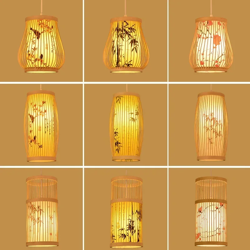 

Bamboo Chandelier Chinese Style Tea Room Homestay Hotel Living Room Hot Pot Restaurant Bamboo Art Lighting Fixtures