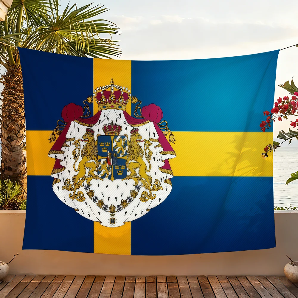 Nation Royal Court of Sweden flag For Garden Party Living Room Home Wall Decor Banner Bedroom Outdoor Tapestry