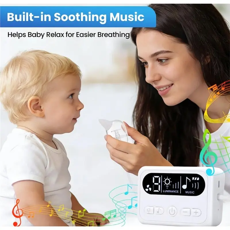 MACH-Electric Baby Nasal Aspirator Nose Suction Cleaner Built-In Music Night Light Infants Babies Food Grade Silicone