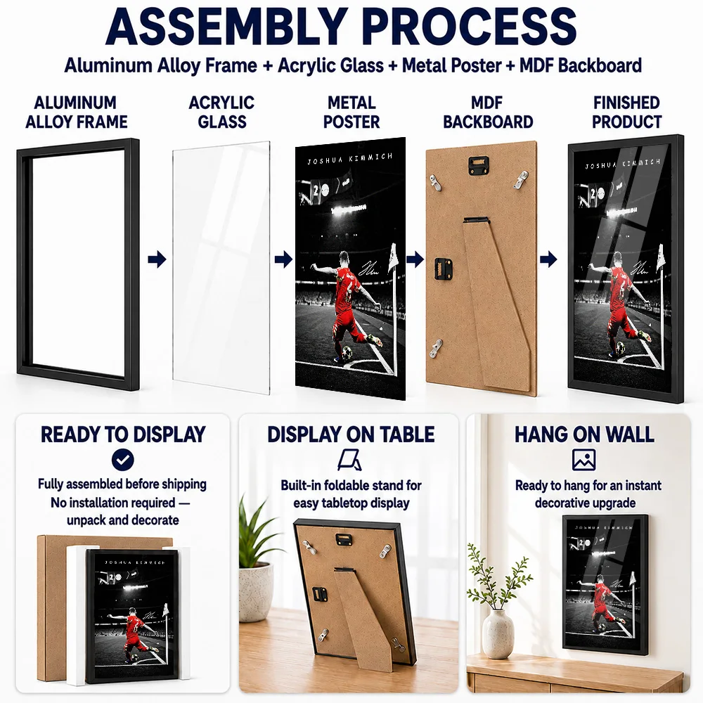 Joshua Kimmich Corner Kick Metal Poster With Aluminum Alloy Frame Personalized Photo Energetic Motion Style Wall Art For Study