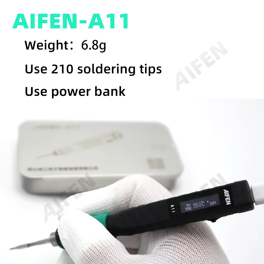 AIFEN A11 Stazione di saldatura USB Punta saldatore originale compatibile 210 Maniglia di controllo della temperatura Stazione di rilavorazione