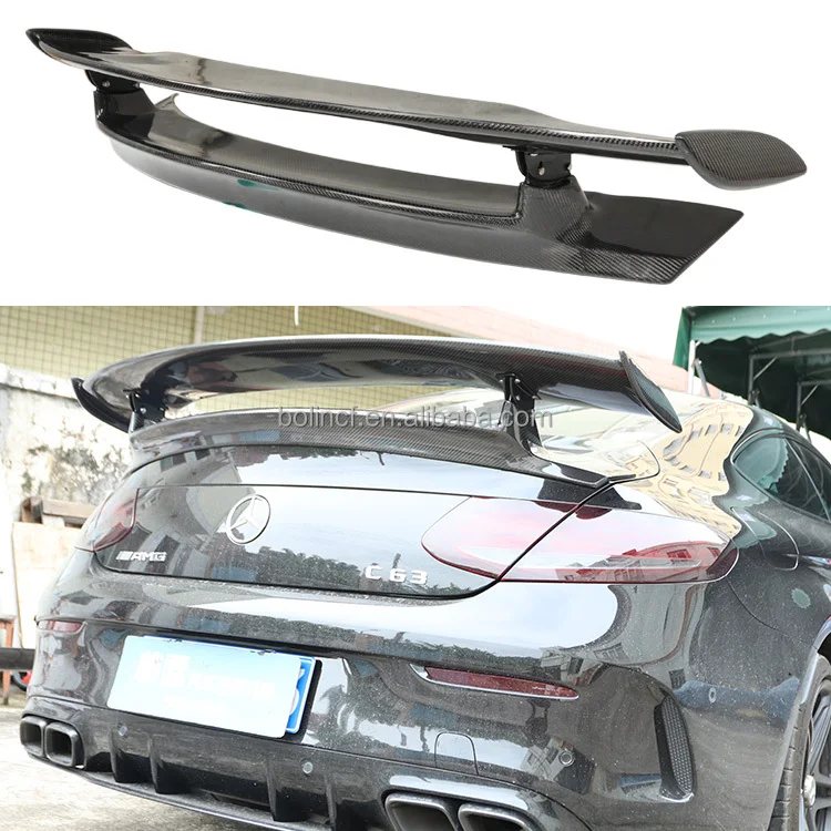 

Rear Car Trunk Spoiler Flaps Rear Wing Carbon Fiber Spoiler bilayer Style For Mercedes-Benz C-Class W205 C63 coupe