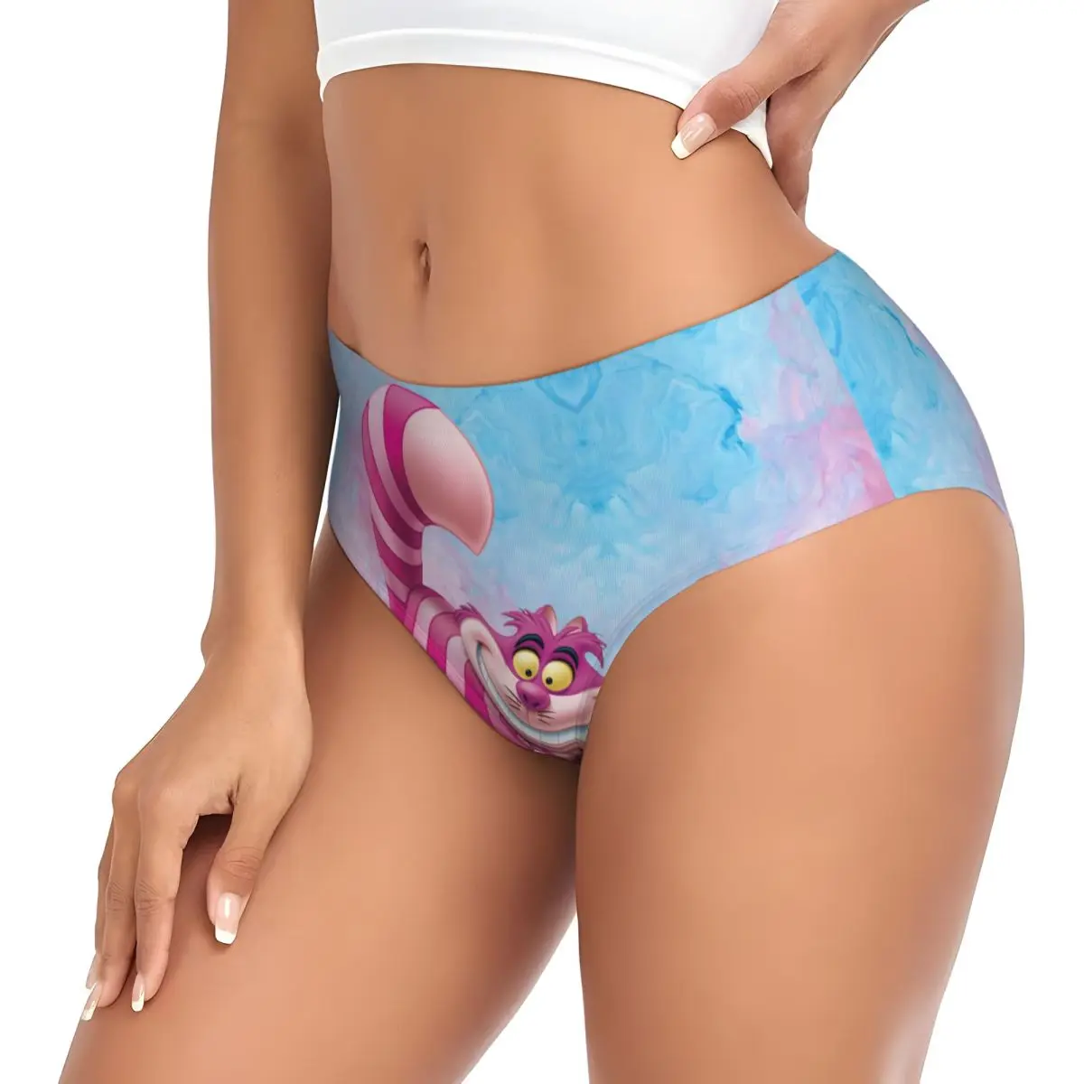 Mutandine brevi personalizzate Cheshire Cat Manga da donna Comfort Stretch Alice nel paese delle meraviglie Intimo