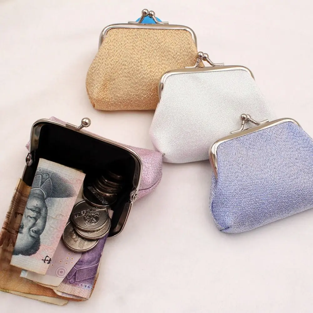 Shiny Coin Purse Portable Small Purse Bag Clutch Lipstick Bag Card Holder Money Bag Storage Bag Kiss Clasp Lock Handbag