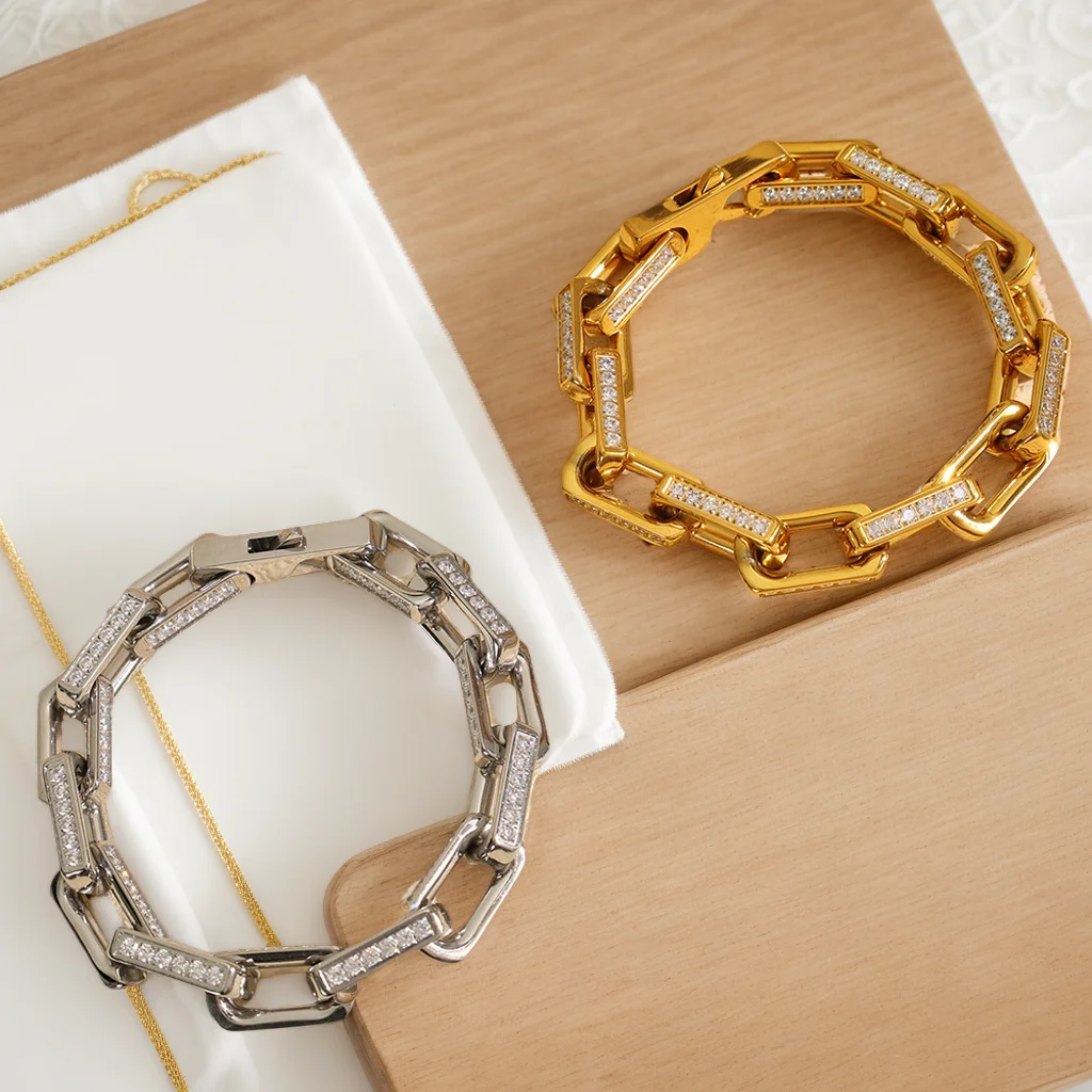 

Fashion High Luxury Bamboo Bracelet for Men and Women, Non-fading Titanium Steel Zircon Hip-hop Jewelry Accessories