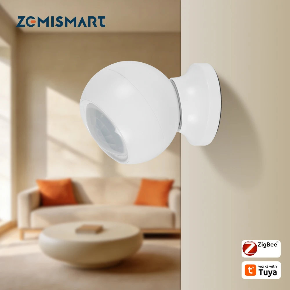 Zemismart Zigbee Smart Human Presence Sensor Battery Powered Radar Monitor for Home Security System Works with Homey and Tuya