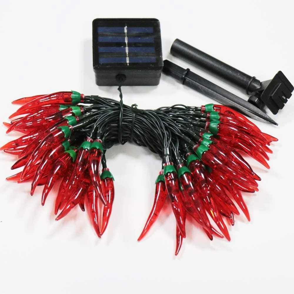 5/7/12M LED Solar Red Chili Lights Outdoor Garden Decorative Light Christmas Pepper String Lights Wedding Party Holiday Decor