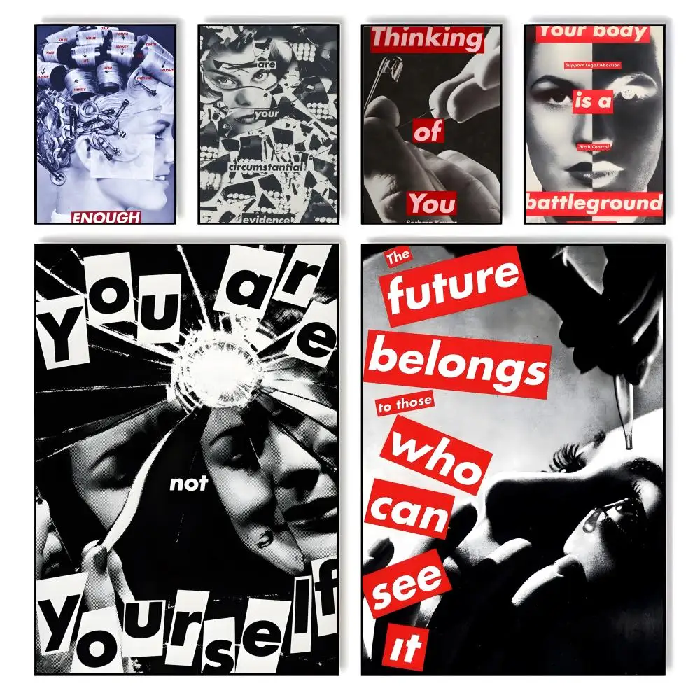 Künstlerisches B-Barbara KrugerS-Poster, selbstklebendes, stilvolles Kunstdruck-Poster für die Wanddekoration zu Hause