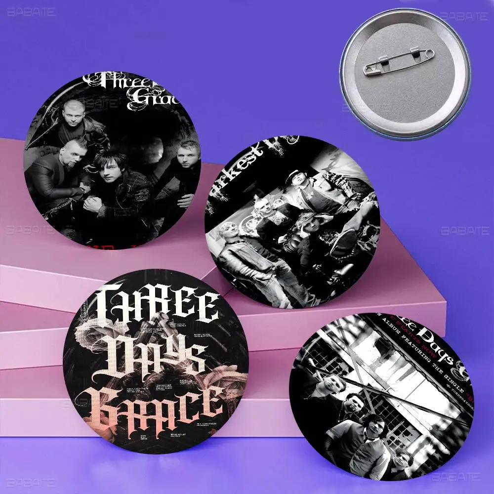 Three Days Grace Band Creative Pins Funny Round Snap-in Brooch Badge Backpack Hat Accessories Jewelry Gifts For Friend