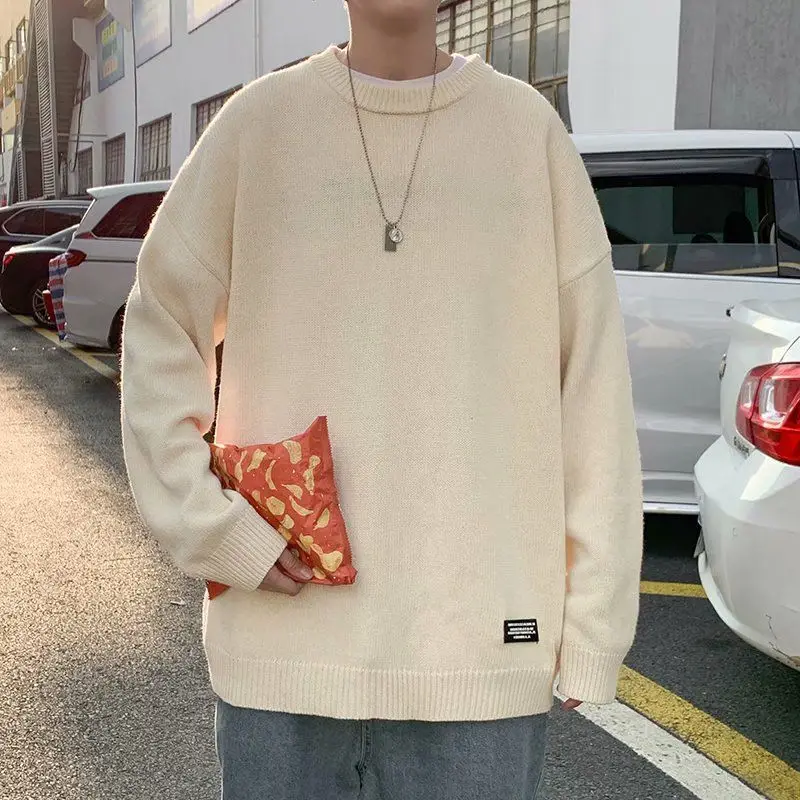 Fashio O-Neck Solid Color All-match Sweater Men's Clothing 2024 Autumn New Casual Pullovers Long Sleeve Loose Korean Tops