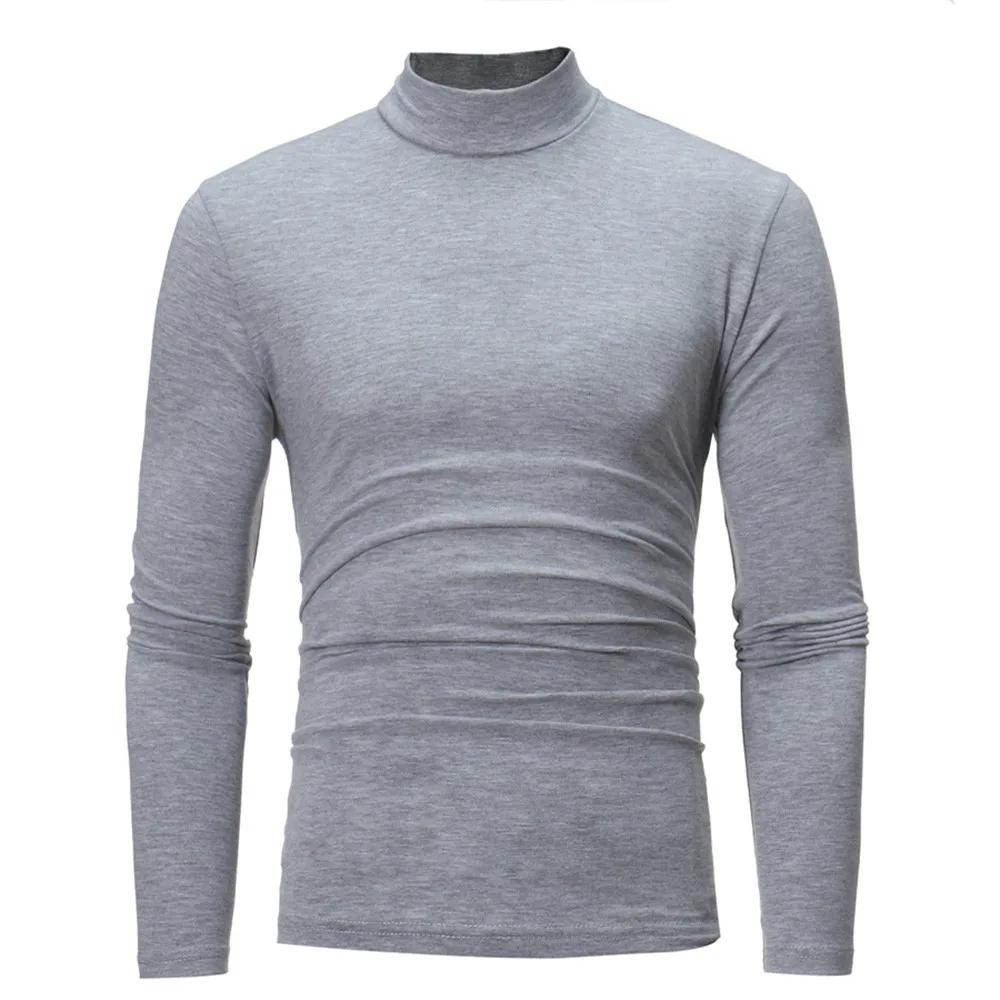 

Men's Winter Warm Mock Neck Basic Thermal T-shirt Blouse Pullover Long Sleeve Top Male Outwear Slim Fit Stretch Fashion Sweater