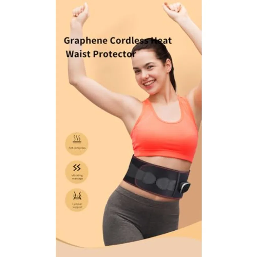 حزام التدليك الساخن اللاسلكي XL لتخفيف آلام الظهر: يدفئة الخصر بالكامل بتقنية الحرارة السريعة، تصميم محمول مثالي f