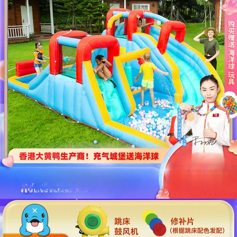 Double Slide Inflatable Castle Indoor Outdoor Children Trampoline Jumping Bed