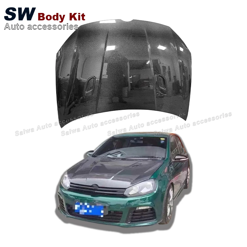 

High Quality Carbon Fiber Hood For Volkswagen Golf 6 MK6 GTI R20 Upgrade Engine Cover Aerodynamic Performance Kit