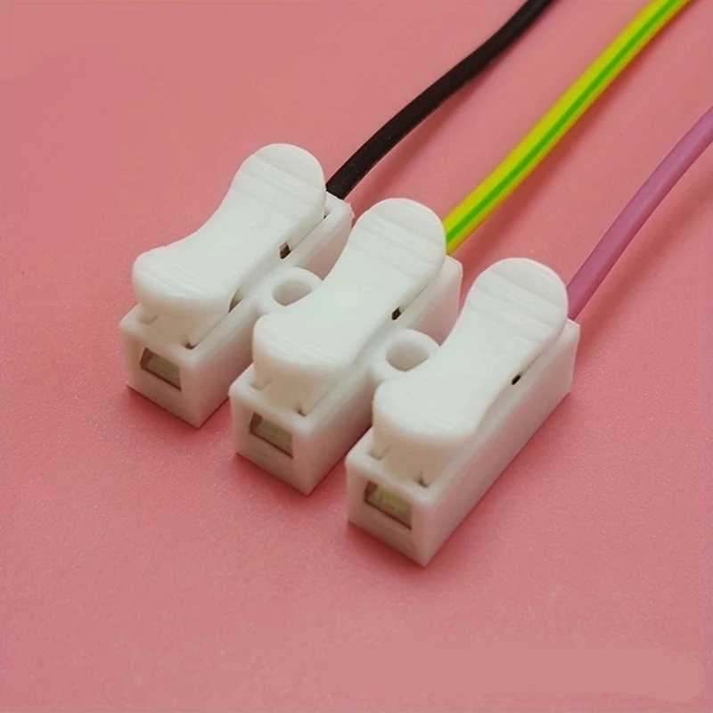 10pcs White No Solding Welding Quick 3P Cable Wire Connector No Screw Terminal  Block Spring Clamp