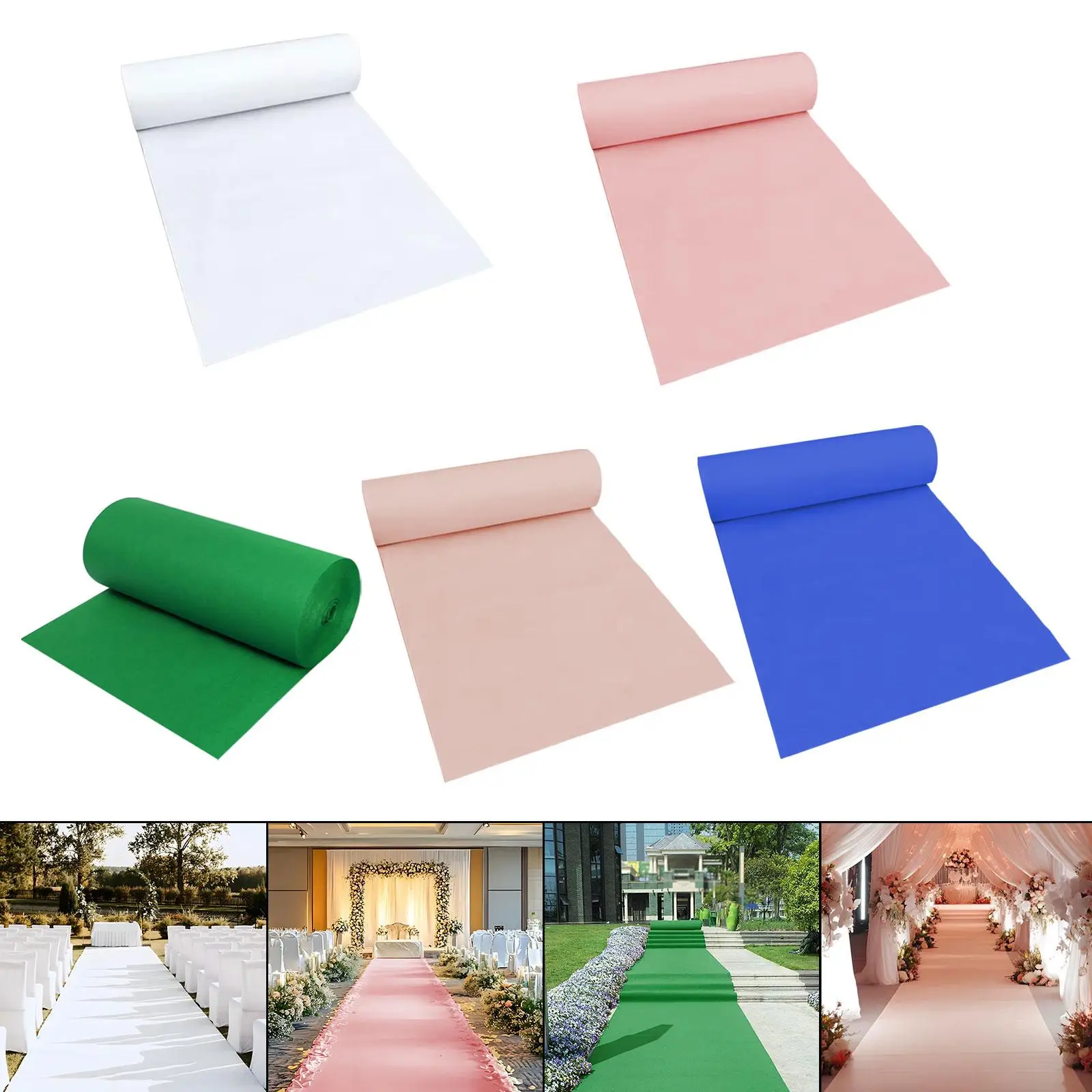 Elegant Wedding Aisle Carpet Runner 10m Nonslip Rug for Ceremony Stage Banquet Birthday Party Decor
