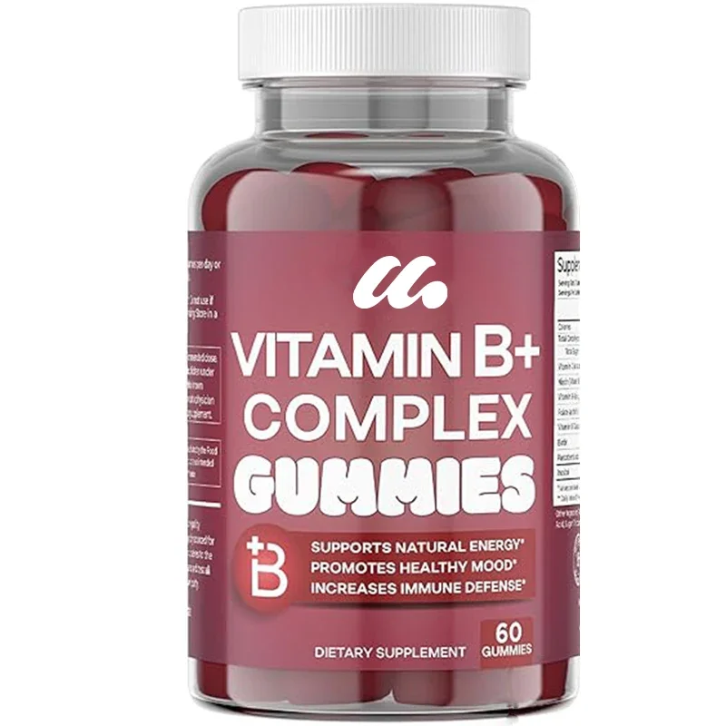 Gomitas complejas de vitamina B, que contienen vitaminas - biotina, folata y vitamina C - sin gluten, vegetariano