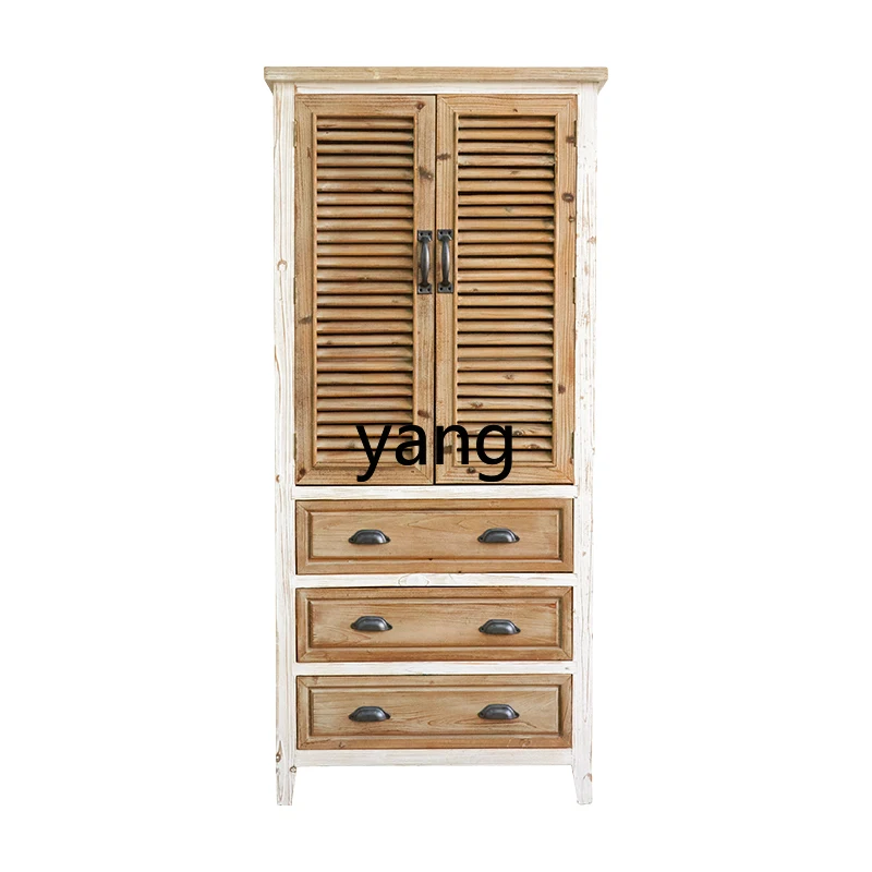 

L'm'm Living Room Breathable Storage Cabinet Log Wind High Vertical Vintage Wardrobe