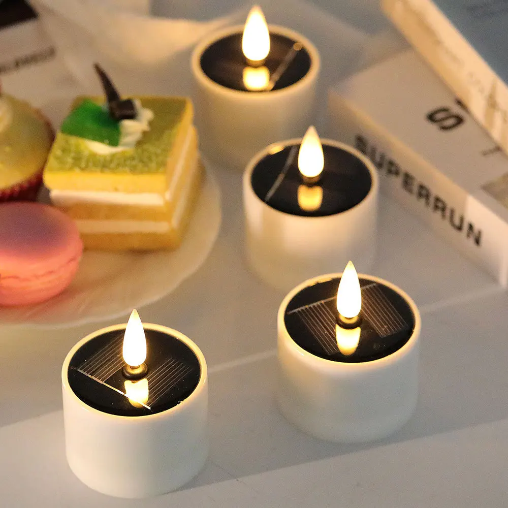 Solar - powered Electronic Candle Lights with Photocontrol - Waterproof for Yard, Garden, Balcony & Camping - Mini Night Lights