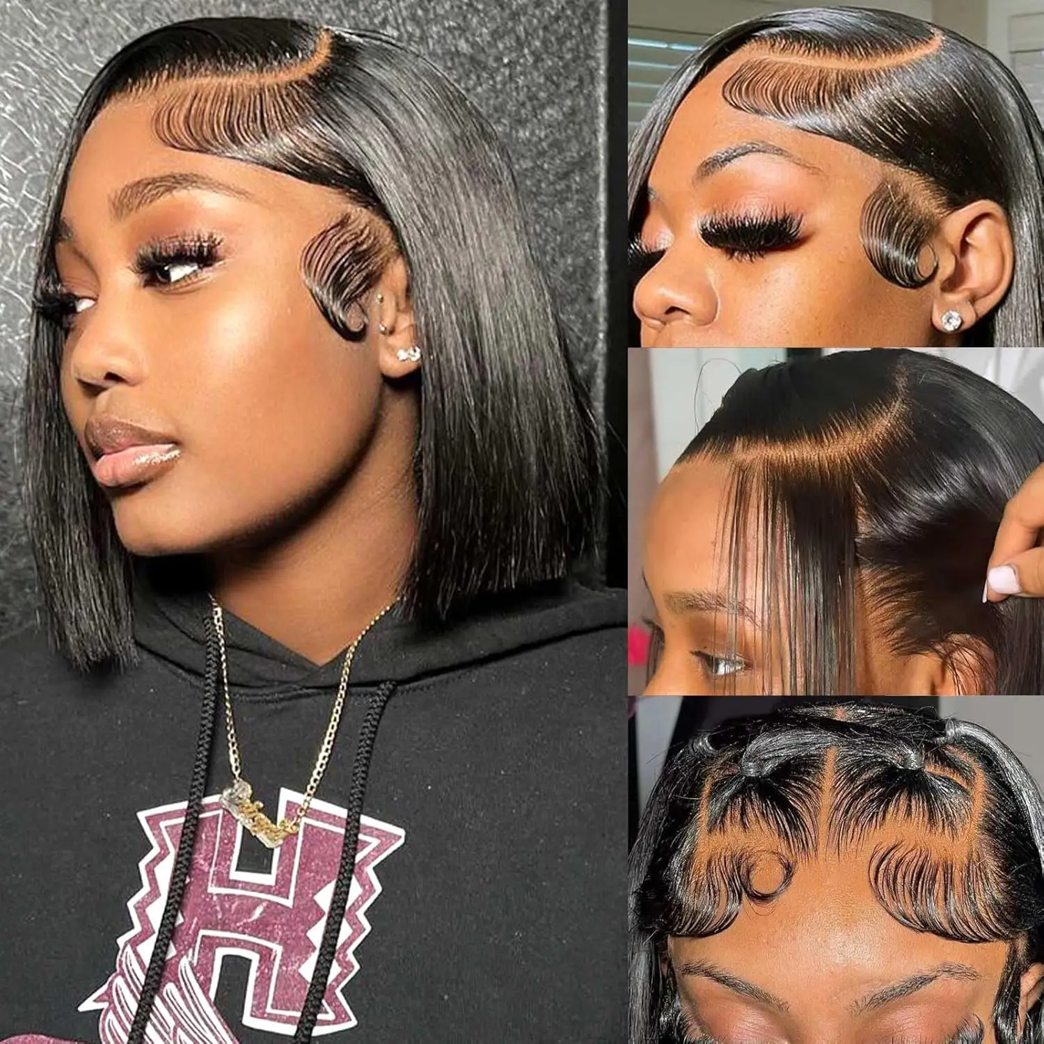 

Lace Front Bob Wigs Human Hair 13x4 HD Lace Glueless Bob Wig Human Hair Short Straight Frontal Bob Wigs for Black Women Human Ha