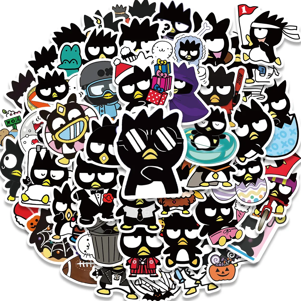 50/100PCS Sanrio Bad Badtz Maru Cool Penguin Anime Stickers Toy Decal Diary Refrigerator Laptop Car Suitcase Bike Sticker Gift