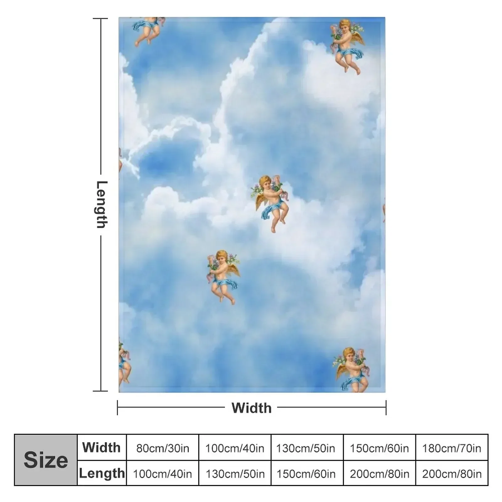 Renaissance Angel cloud patter Throw Blanket Hairys Thins Extra Large Throw Flannels Multi-Purpose Blankets
