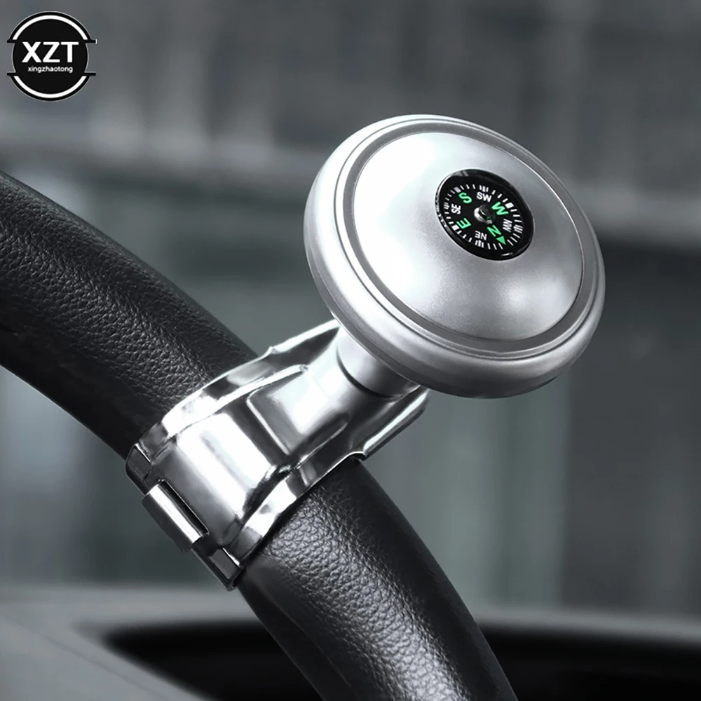 Steering Wheel Spinner Knob with Compass 360-degree Power Handle Ball Booster for Car Vehicle Steering Wheel Auto