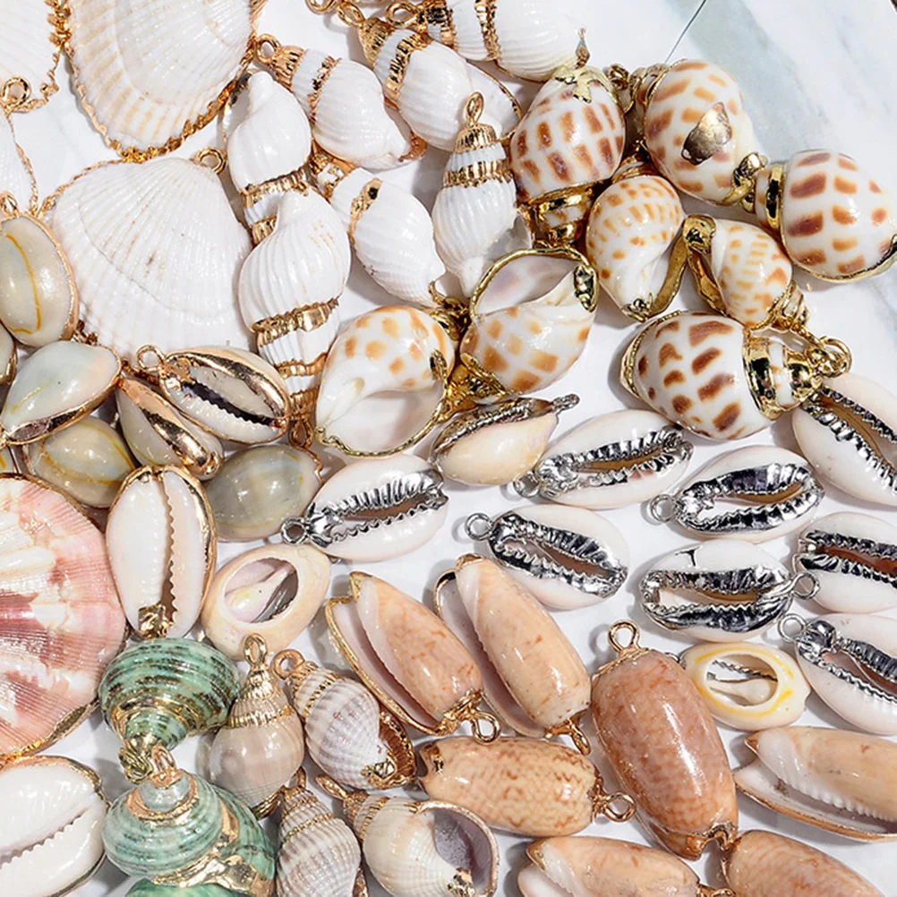 

10Pcs DIY Shell Earrings Necklace Gold-Rimmed Conch Ornaments Natural Environment Feeling Party Wedding Decor Shell Ornaments