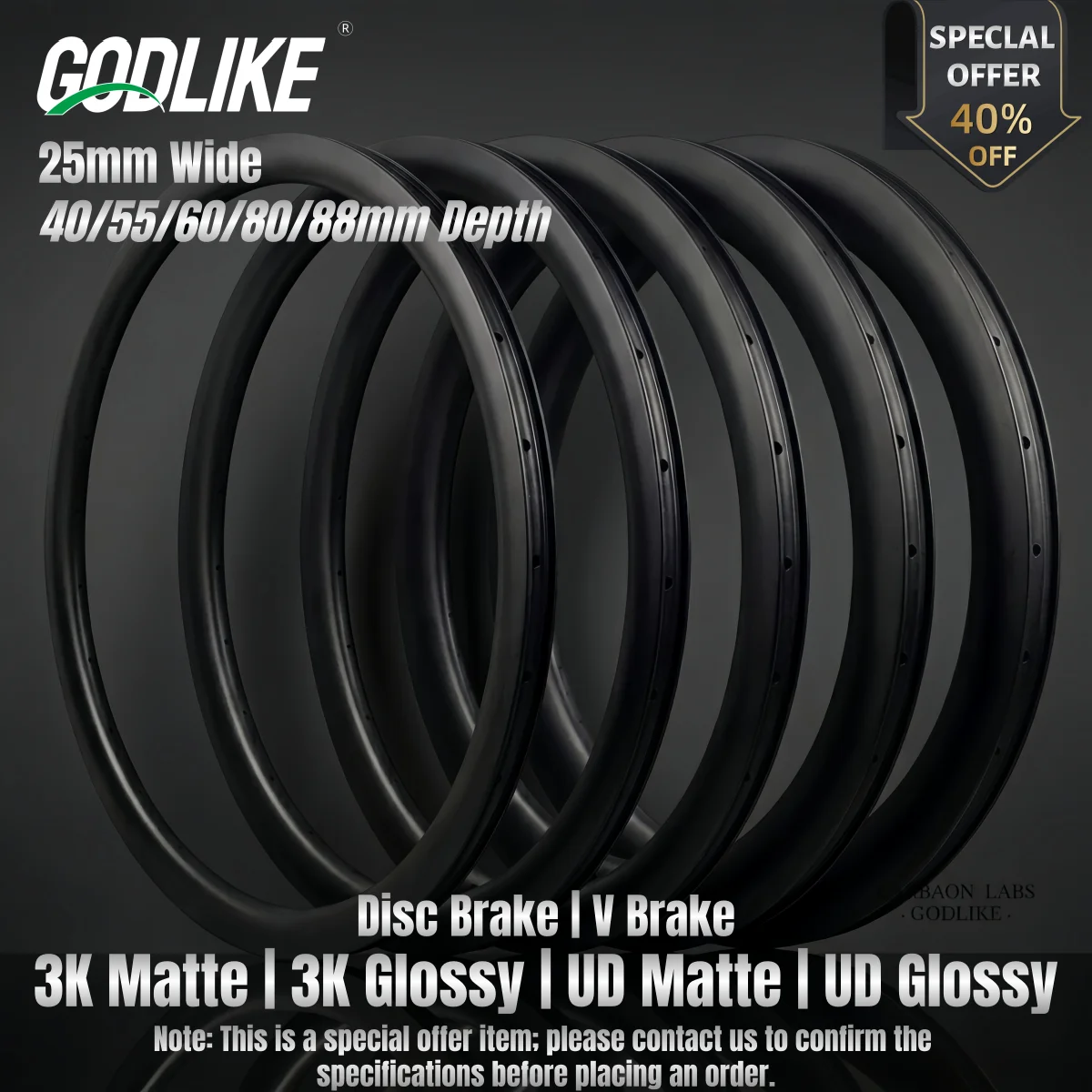 AliExpress GODLIKE Special Offer 700C Road Bicycle Carbon Wheels 25mm Wide Clincher Tubeless Wheelset 40mm 55mm 60mm 80mm 88mm Racing Carbon Rim