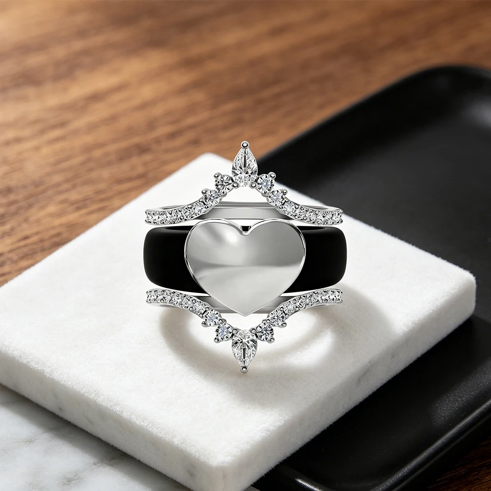3Pcs/Set Stackable Heart Crown - đánh giá và giá Silicone Band Women