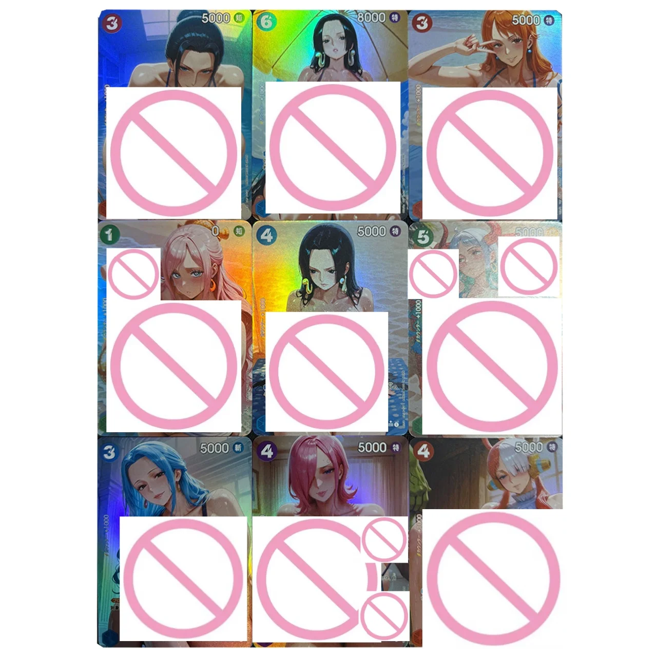 

Набор из 9 голографических карт ACG One Piece: Богиня Солнца, Ута, Винсмоук Рейджу, Нефелтари Виви. Коллекционные аниме-карты для игр.