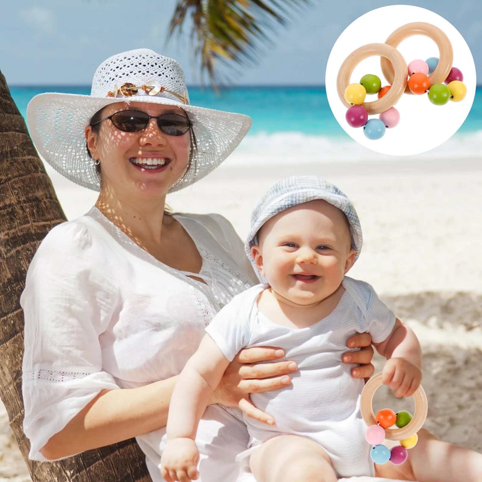 

2pcs Baby Ring Shaker Grasp Shake Sensory Rattle Musical Soothing Pacifying Handheld Finger Motor Skill Development