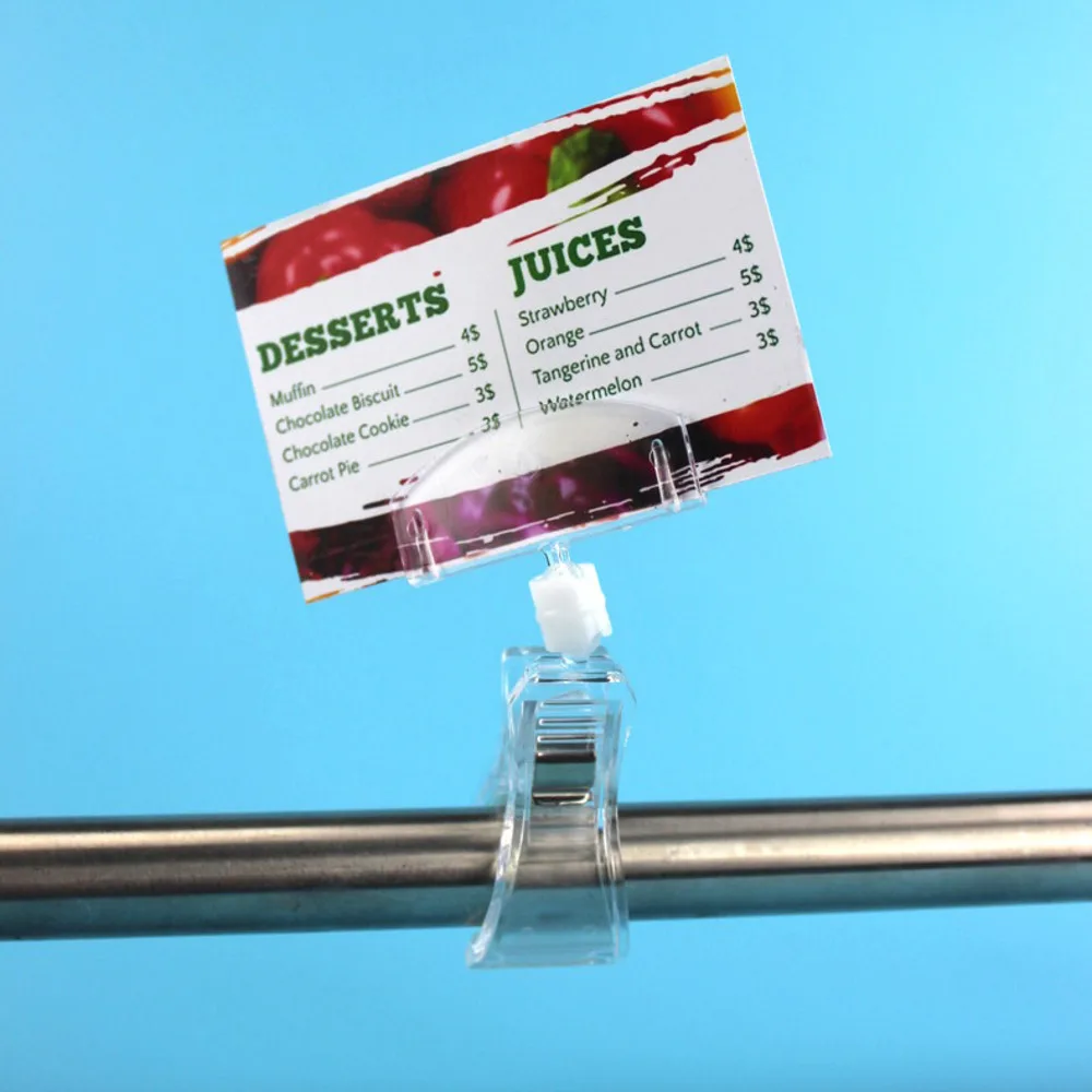 5pcs Good Quality Clear Pop Plastic Sign Paper Card Display Price Label Tag Promotion Clips Holders In Supermarket Retails