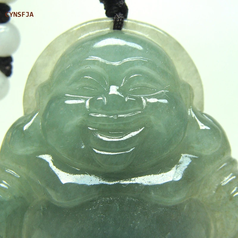 

CYNSFJA New Real Rare Certified Natural Burmese A Emerald Jadeite Lucky Buddha Jade Pendant Charms Ice Green Hand -Carved Gifts