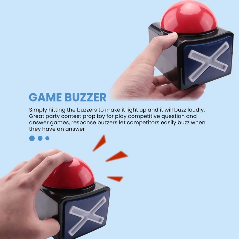 Buzzer Jogo Resposta com Luz, Buzzer Jogo, Som do Alarme, Botão Play, Trivia, Talk e Talento, Brinquedos Jogo, 2pcs