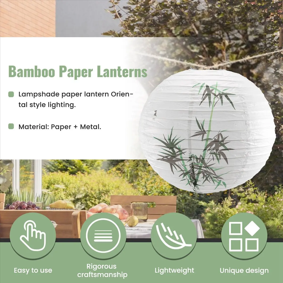 【HOT N07R】 40cm Lamp Shade Paper Lantern Oriental Style Light Decoration Chinese Pattern:Bamboo