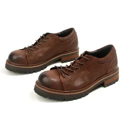 Fashionable and high-quality retro cowhide men's shoes casual all leather brown black outdoor work shoes