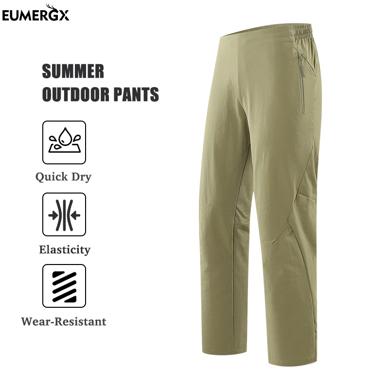 

EUMERGX Men's Women's Hiking Pants Summer Elastic Quick Dry Waterproof Pants Unisex Climbing Trekking Mountaineering Trousers