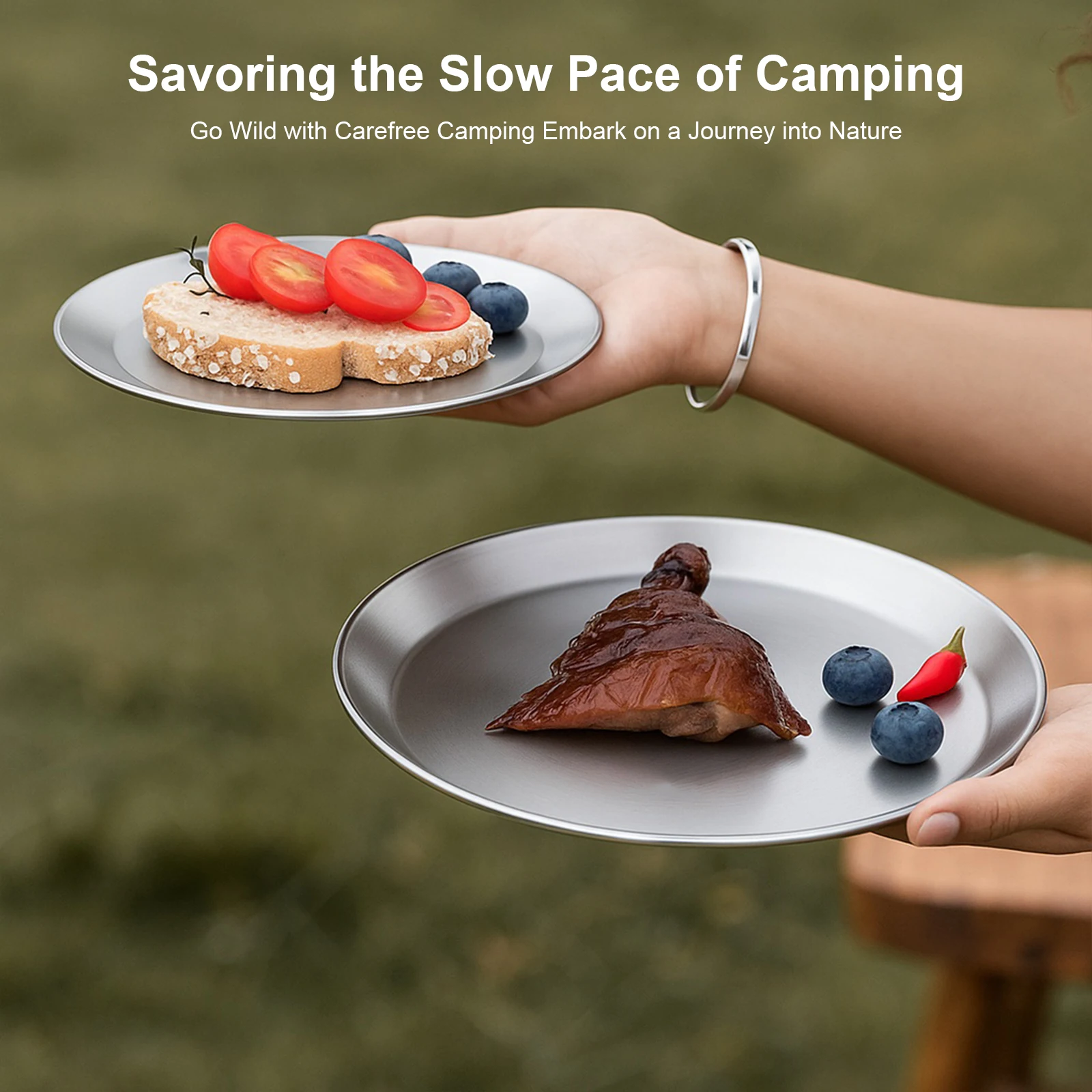 Titanium Purification Plate Backcountry Dinnerware Anti-Fall Stackable Camping Tray Creative Home Dish Plate Camping Supplies