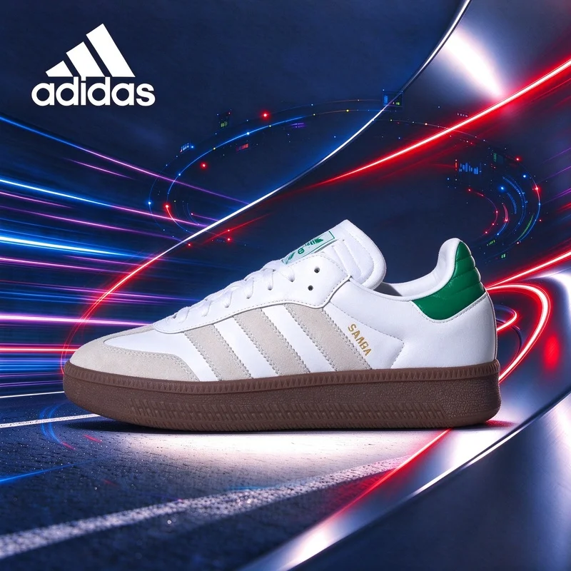 adidas Samba XLG Unisex Weiß-Grüne Plateau-Ledersneakers mit dicker Sohle