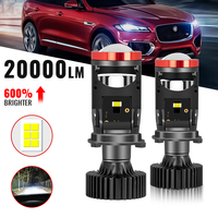 2pcs 120W Y7 H4 Super Bright LED Headlight Car H4 Mini Projector Lens Bulb 6000k 20000LM High Low Beam Turbo Fan LED Light Lamp