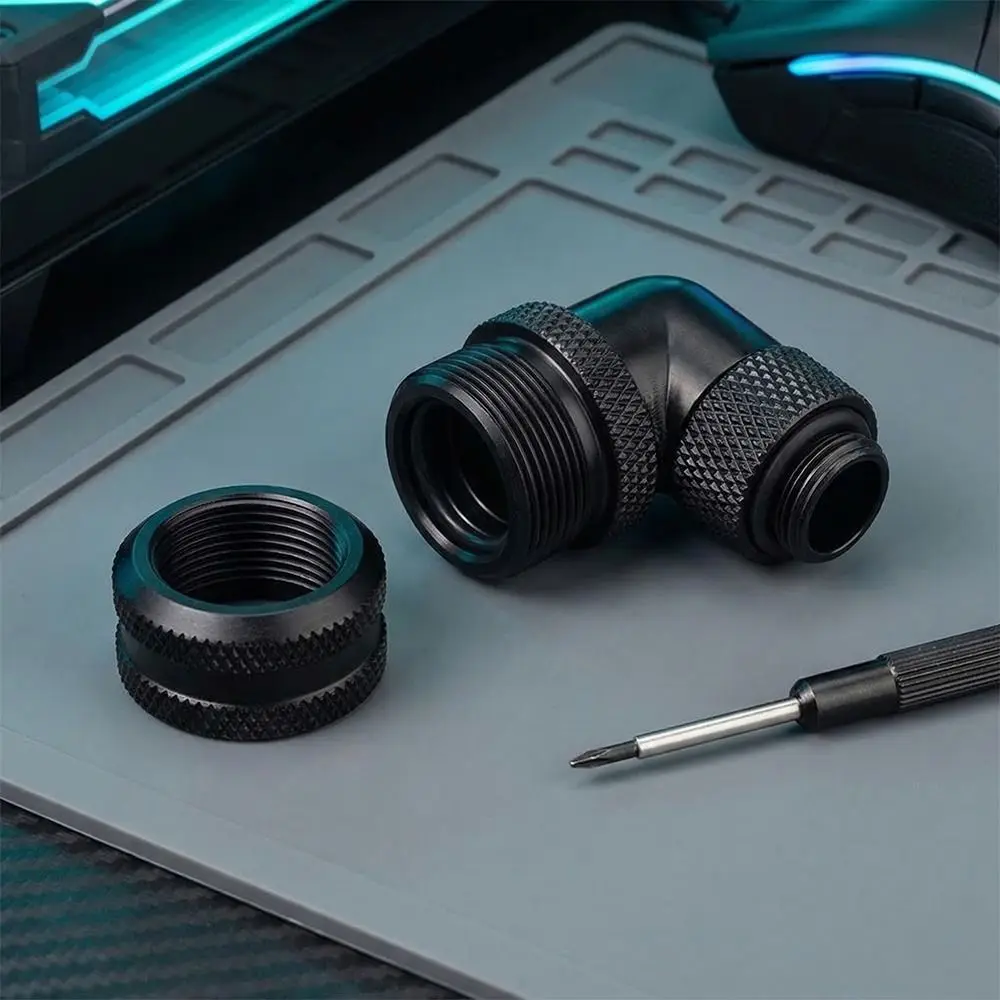 Durable 14MM PC Water Cooling Fitting 90 Degrees Black, Silver Tube Connector G1/4 Thread Brass Fitting DIY Enthusiasts