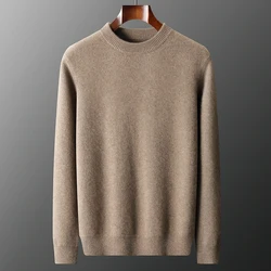 Men 100% Cashmere Thick Sweaters High Stretch Knitted Pullovers  2023 Winter Office Male Fashion  Loose Casual Tops DX01