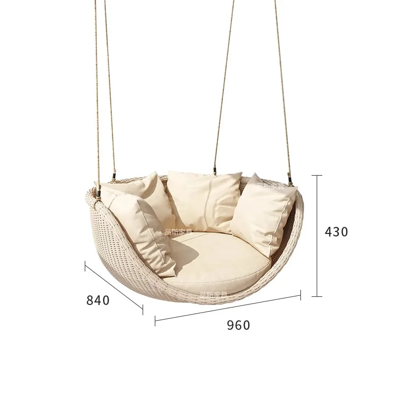 

Outdoor swing basket sling chair, indoor balcony, leisure rattan seating, patio rattan chair, single indoor Nordic rocking chair